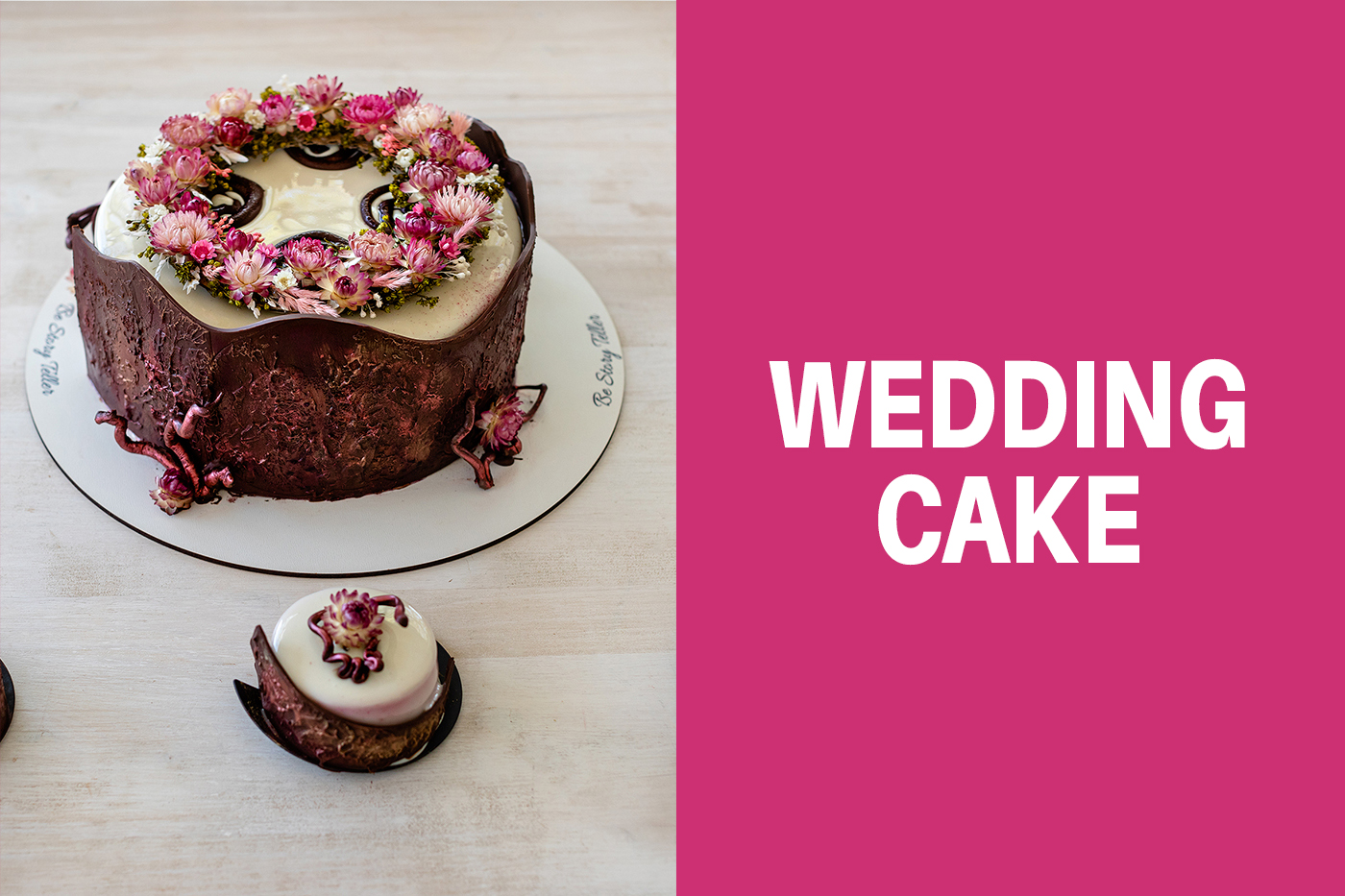 – WEDDING CAKE – Tort cu brâu din ciocolată și coroniță de flori